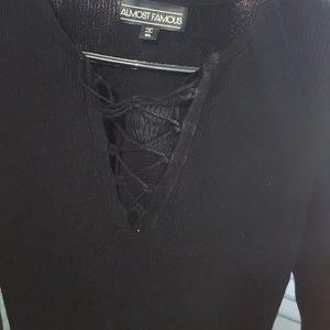 Long sleeve ribbed black dress